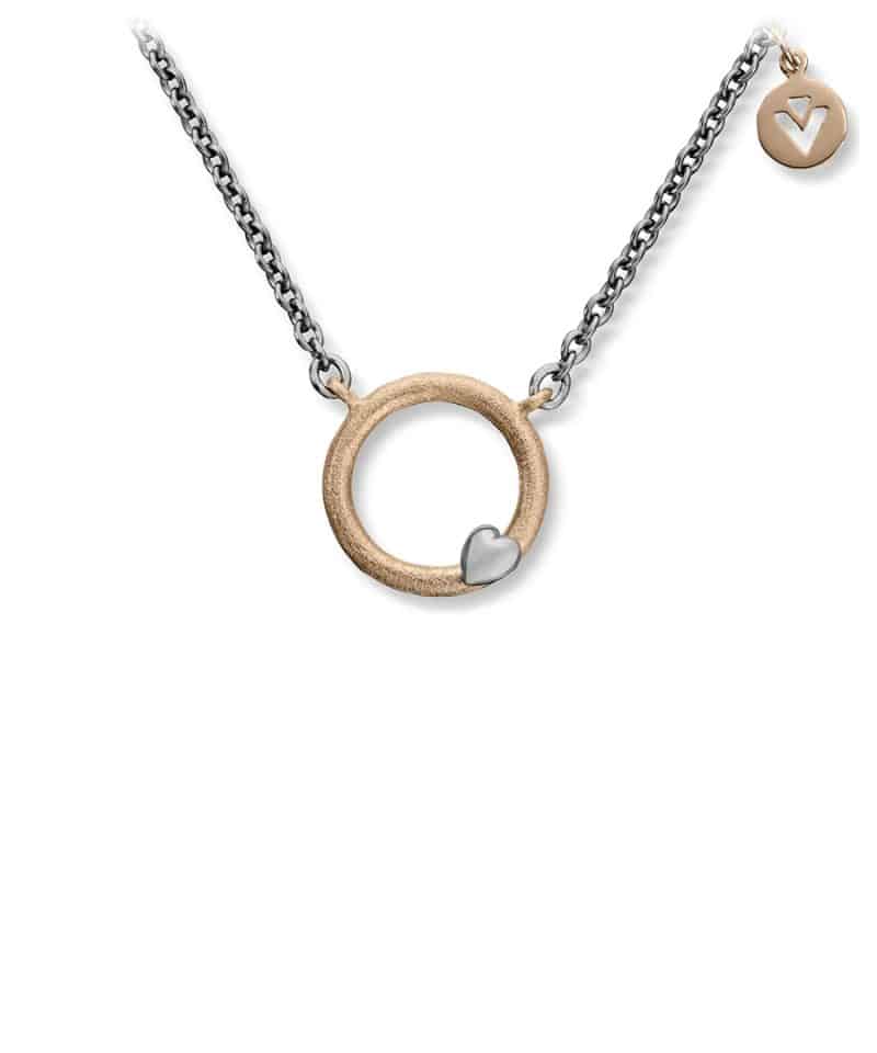 Silver Heart Anheng i gull og hvitt gull med stålkjede