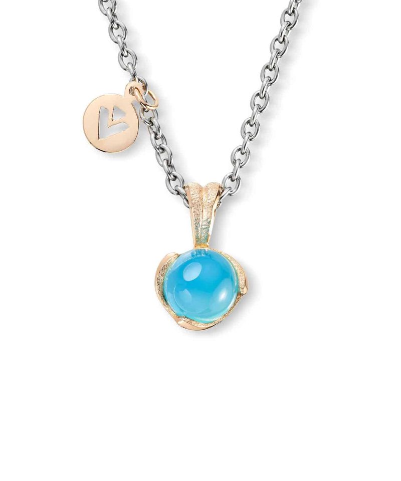 Blome - Anheng i gull med kalsedon