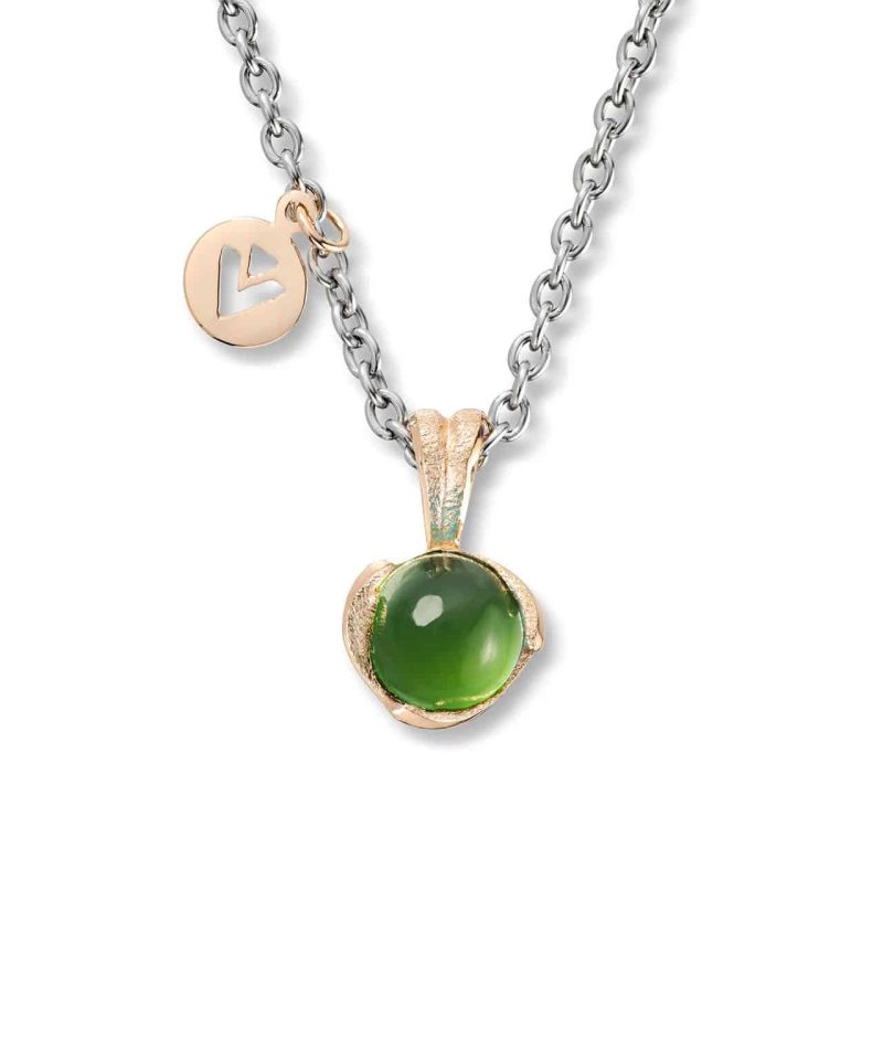 Blome - Anheng i gull med serpentin