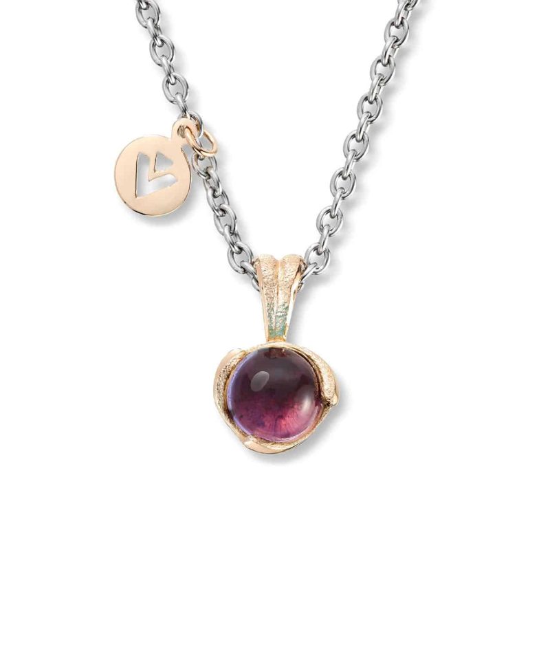 Blome - Anheng i gull med ametyst