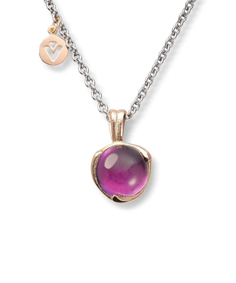 Blome Anheng i gull med ametyst