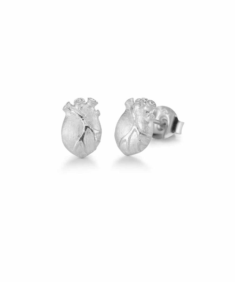 Anatomic Heart, Studs, 925 Silver