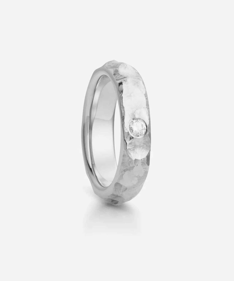 Fjell - Ring i hvitt gull med diamant, Dame