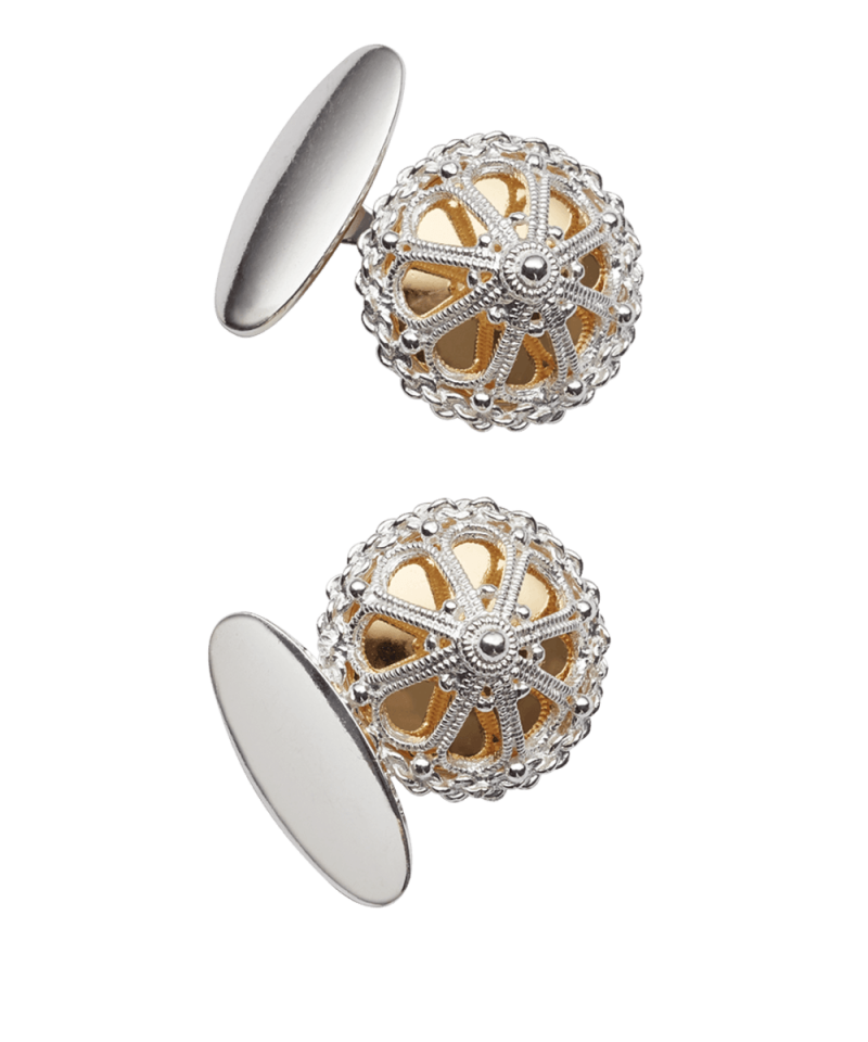 611500 - Mansjettknapper Hvit forgylt