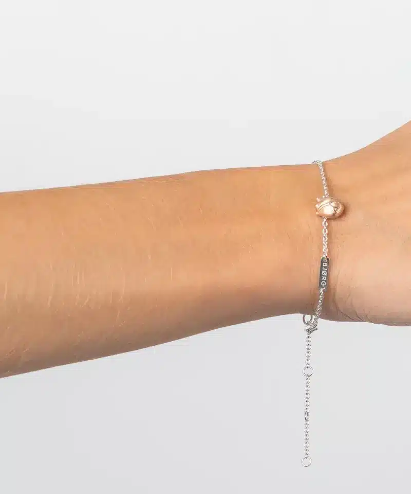 Alternative view of Small Rose Gold Anatomic Heart, armbånd 925s adj 19/20/21cm