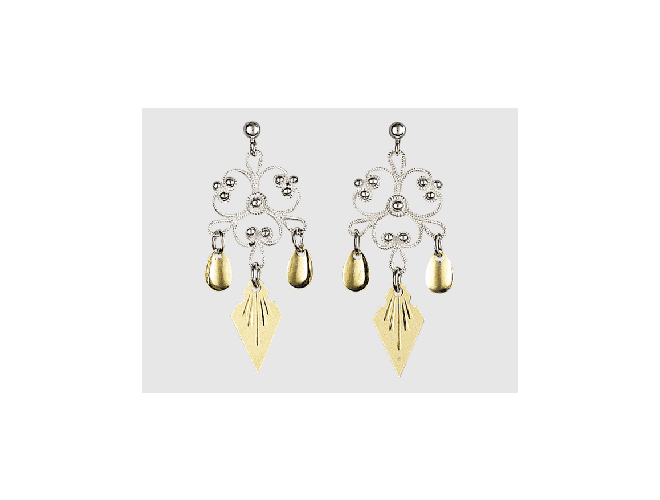 704511 - Ørepynt Hvit forgylt