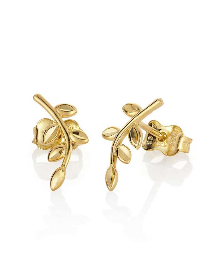 Climber Ørepynt Olivenblad 925 forgylt