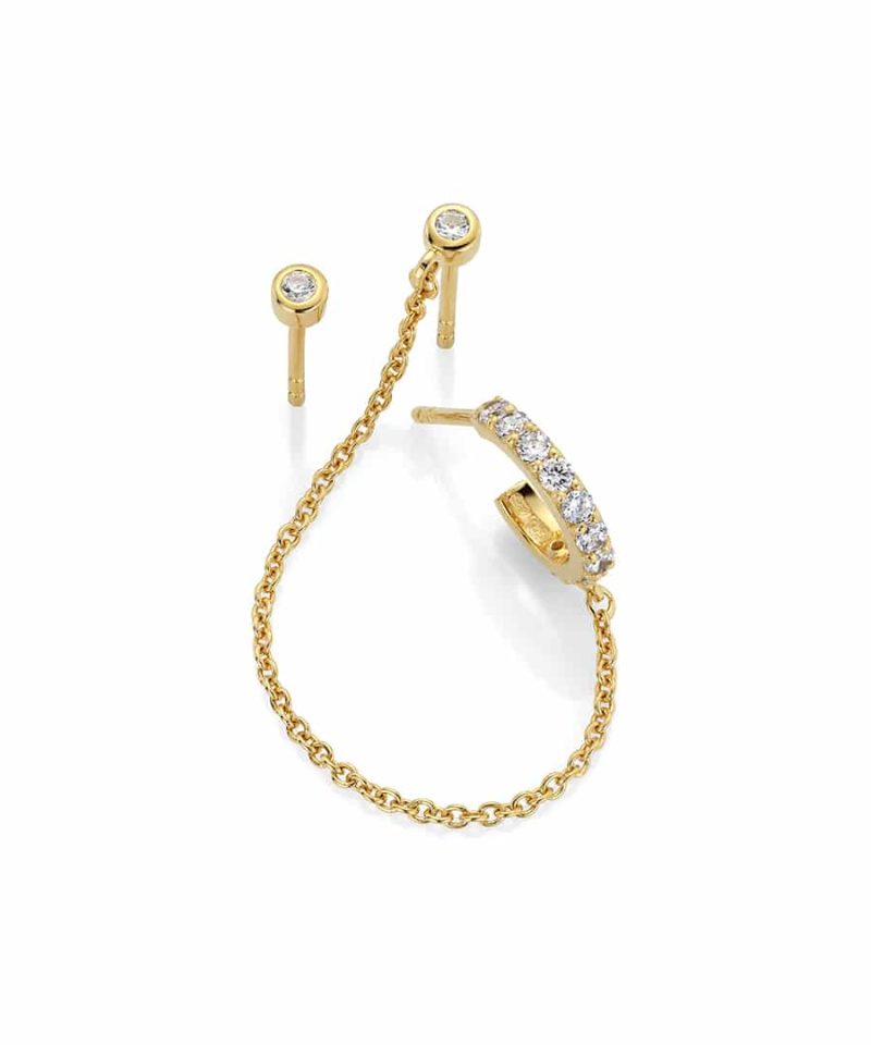 Øredobber i sølv med zirkonia - Forgylt