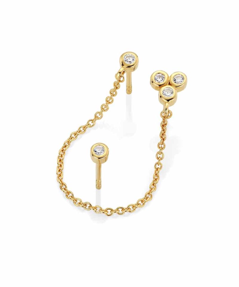 Nora Mørk Ørepynt i sølv med zirkonia - Forgylt