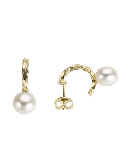 Perleørepynt gult gull