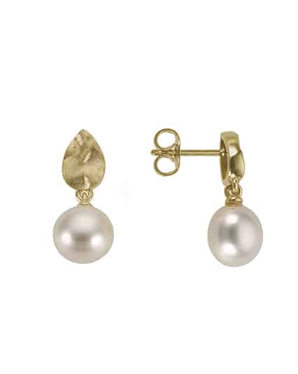 Perle ørepynt i gull