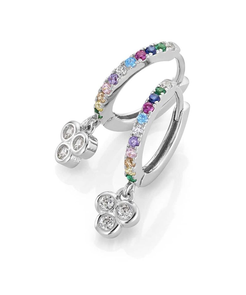 Øreringer i sølv med zirkonia  - Rhodinert