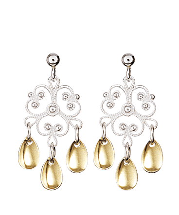 721511 - Ørepynt Hvit forgylt