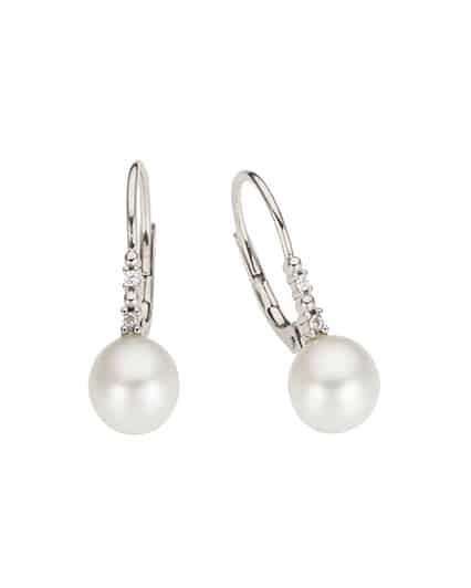 Perleørepynt hvitt gull 0.03ct