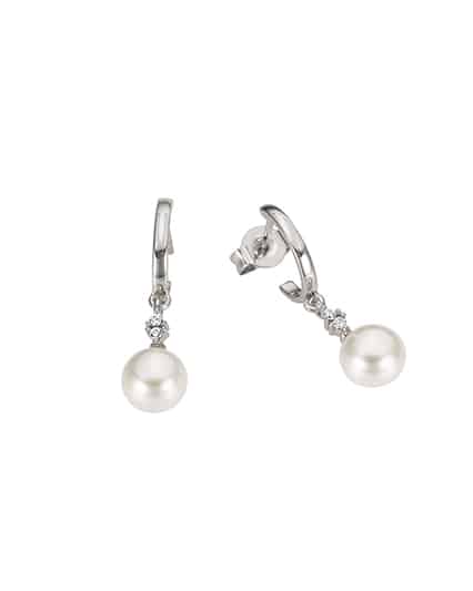 Ørepynt hvitt gull med ferksvannsperler og diamanter
