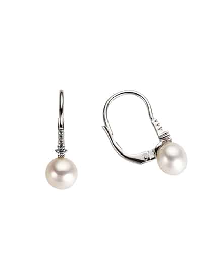 Perleørepynt hvitt gull 0.05ct