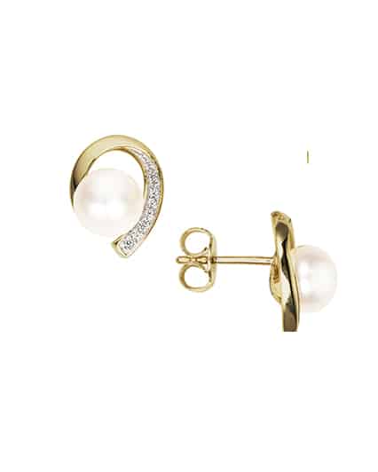 Ørepynt perle i gull med diamanter