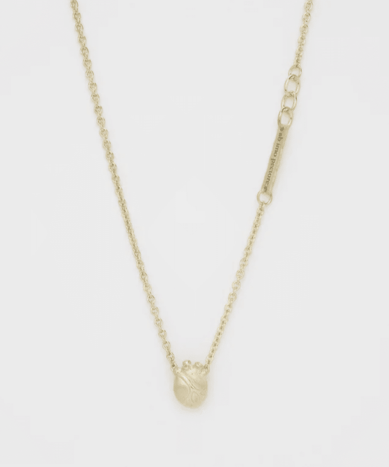 Small Gold Anatomic Heart, halssmykke 925 Silver 18kgp