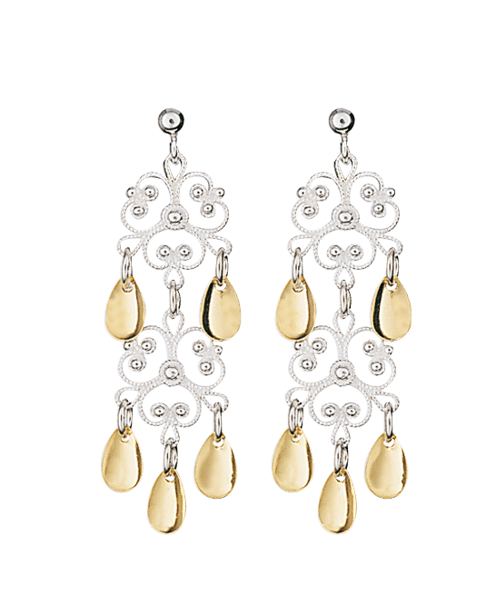 722511 - Ørepynt Hvit forgylt