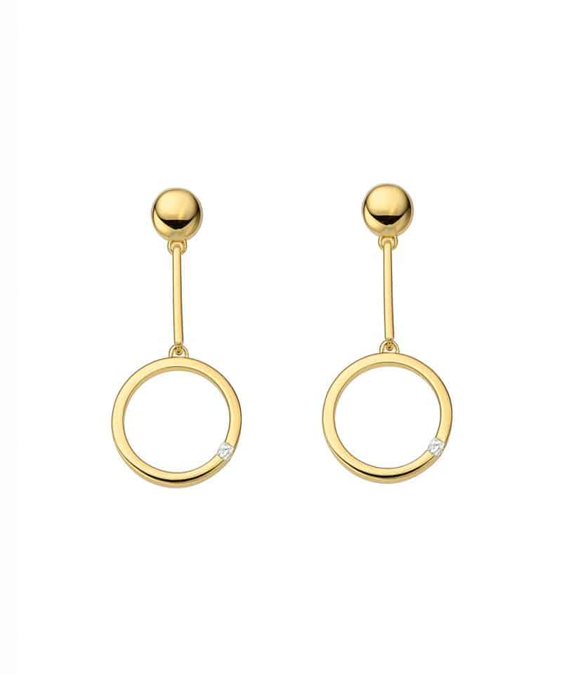 Ørepynt i gult gull med diamanter