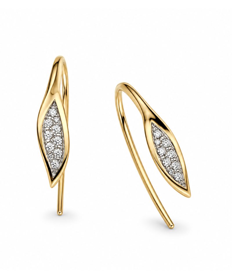 Ørepynt i gult gull, Diamanter 0,10 ct