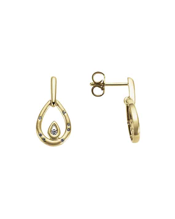Ørepynt gult gull dråpe 0.09ct