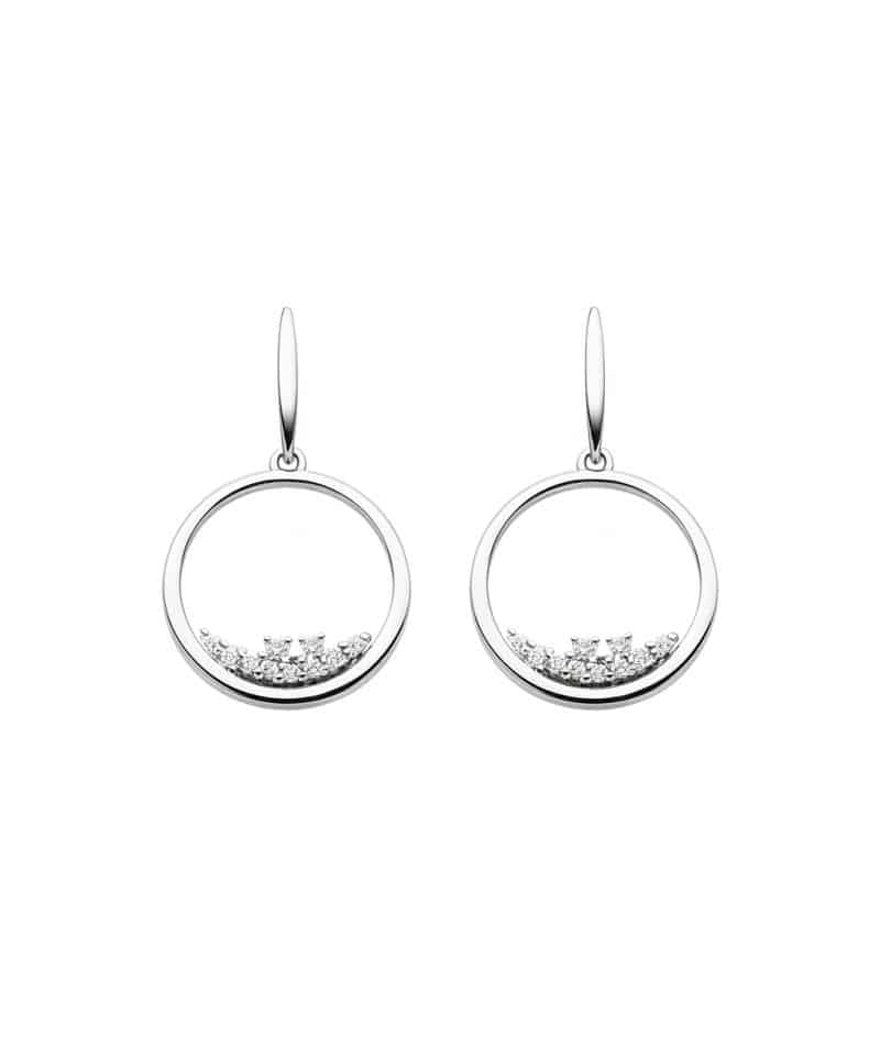 Ørepynt hvitt gull sirkel med diamanter 0.23ct