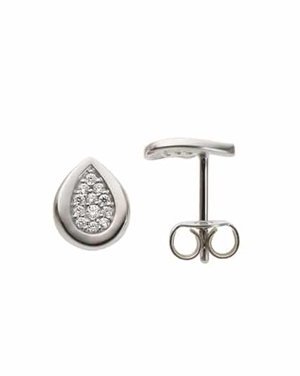 Ørepynt dråpe i hvitt gull med diamanter 0.11ct