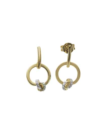 Ørepynt sirkel i gull med diamanter 0.05ct