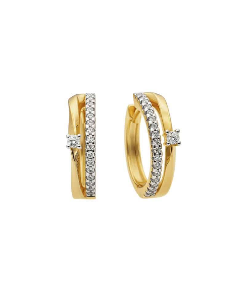 Øreringer i gull med diamanter 0.15ct