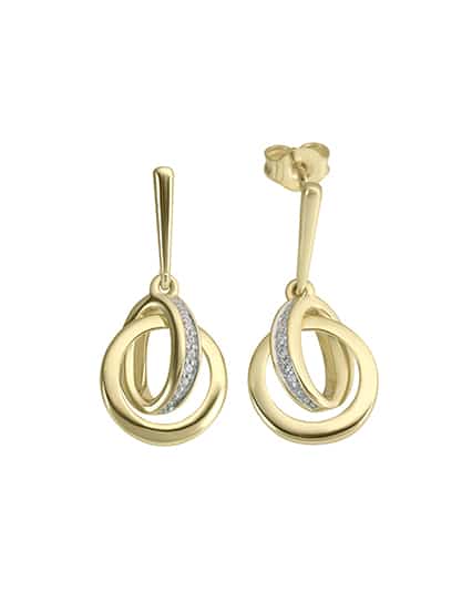 Ørepynt sirkel i gull med diamanter 0.04ct