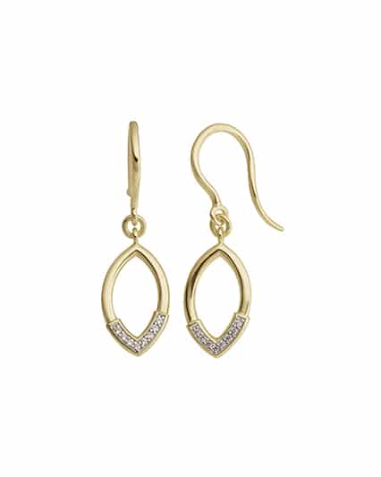 Ørepynt i gull dråpe med diamanter 0.05ct