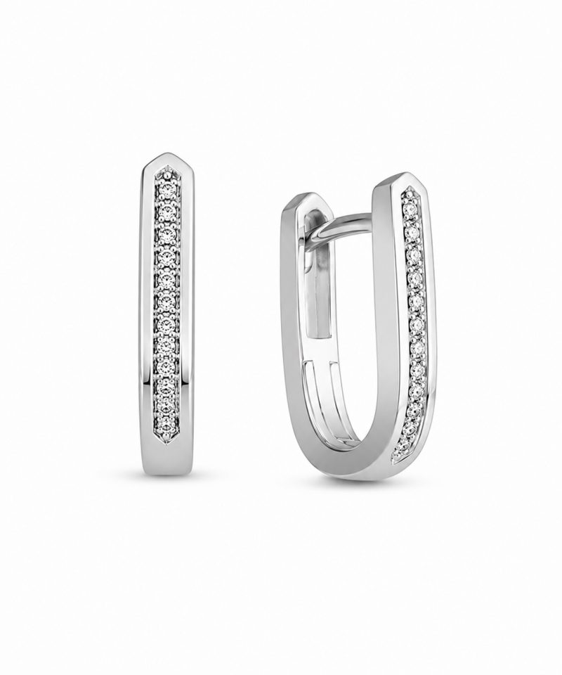 Øreringer i hvitt gull, Diamanter 0,10 ct
