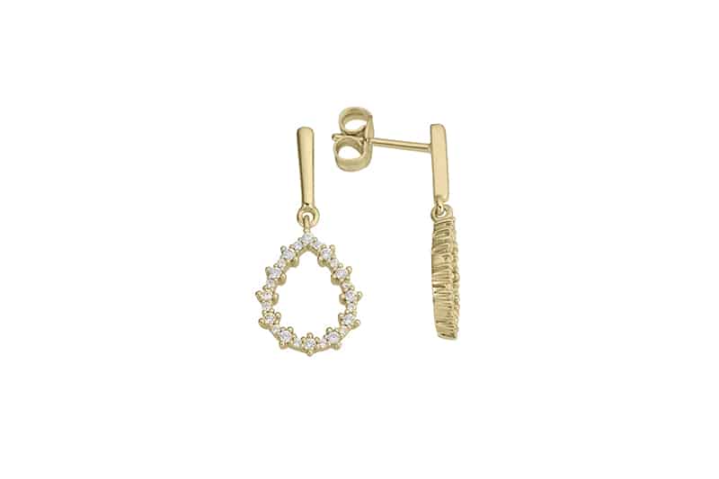 Ørepynt dråpe gult gull 0,24ct w/si
