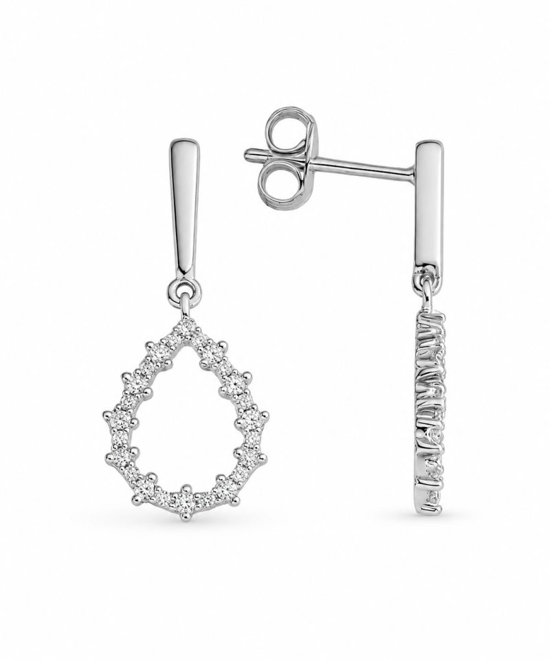 Ørepynt dråpe i hvitt gull, Diamanter 0,24 ct