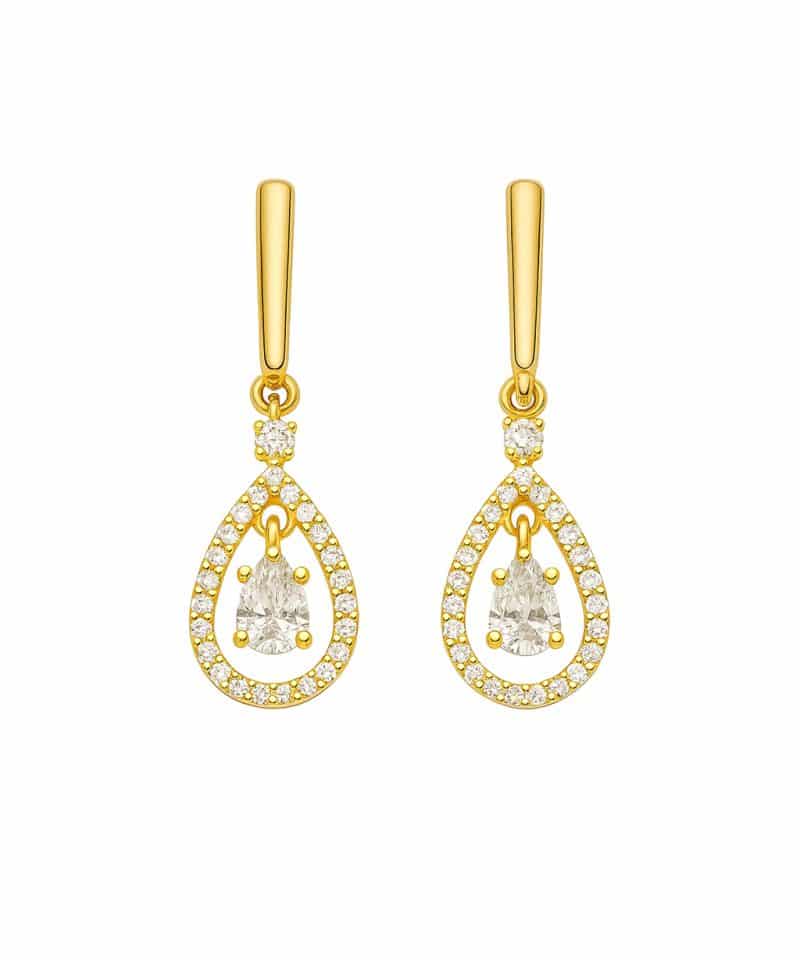 Ørepynt dråpe gult gull 0,42ct w/si