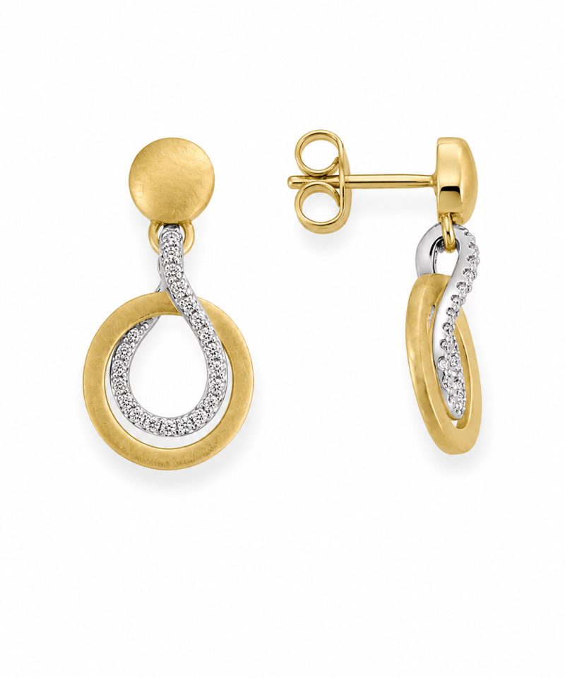 Ørepynt i hvitt og gult gull, Diamanter 0,12ct