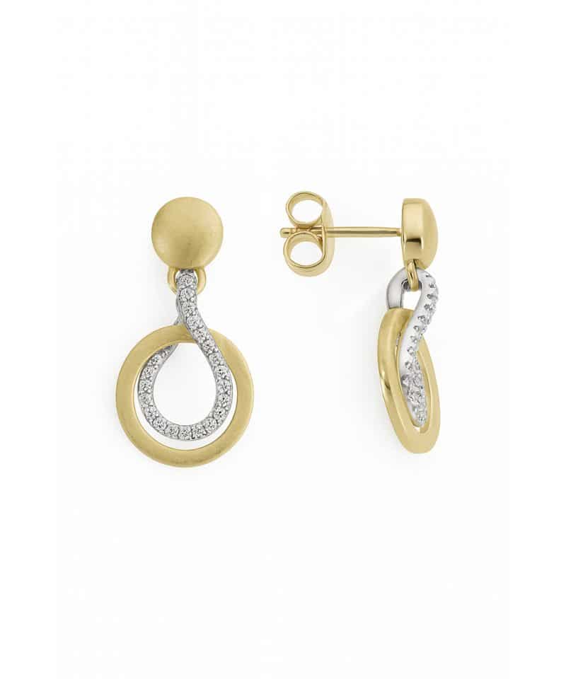 Ørepynt i hvitt og gult gull, Diamanter 0,12ct