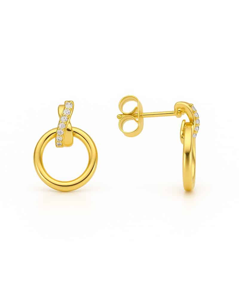 Ørepynt i gult gull, Diamanter 0,04ct