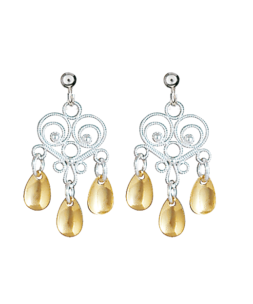 740511 - Ørepynt Hvit forgylt