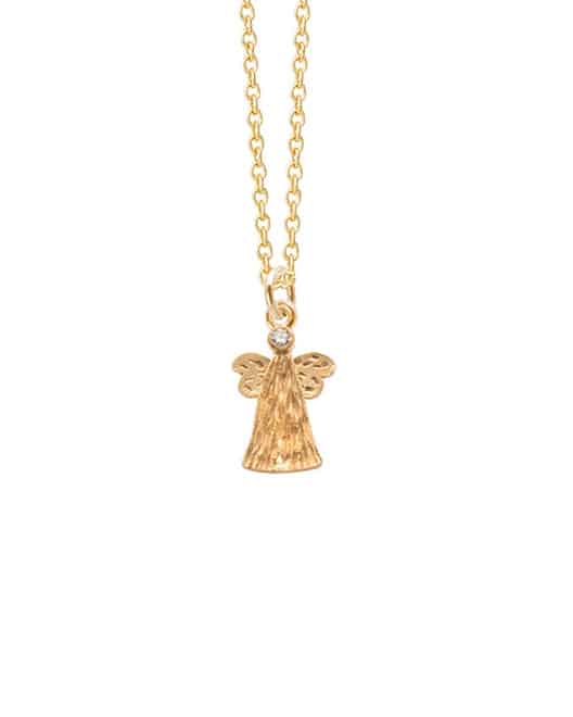Angel small - Anheng i gull med diamant 0.02ct W/Vs
