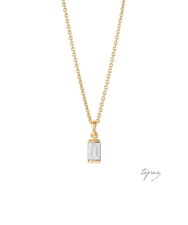 Square - Anheng Gull - Hvit Topas - Uten kjede