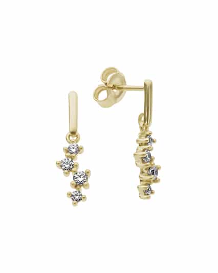 Ørepynt i gult gull med zirconia