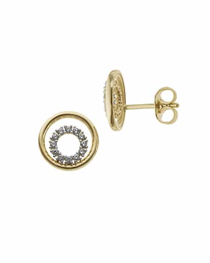 Ørepynt i gult gull med zirconia