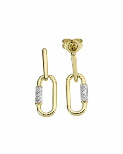 Ørepynt i gult gull med zirconia