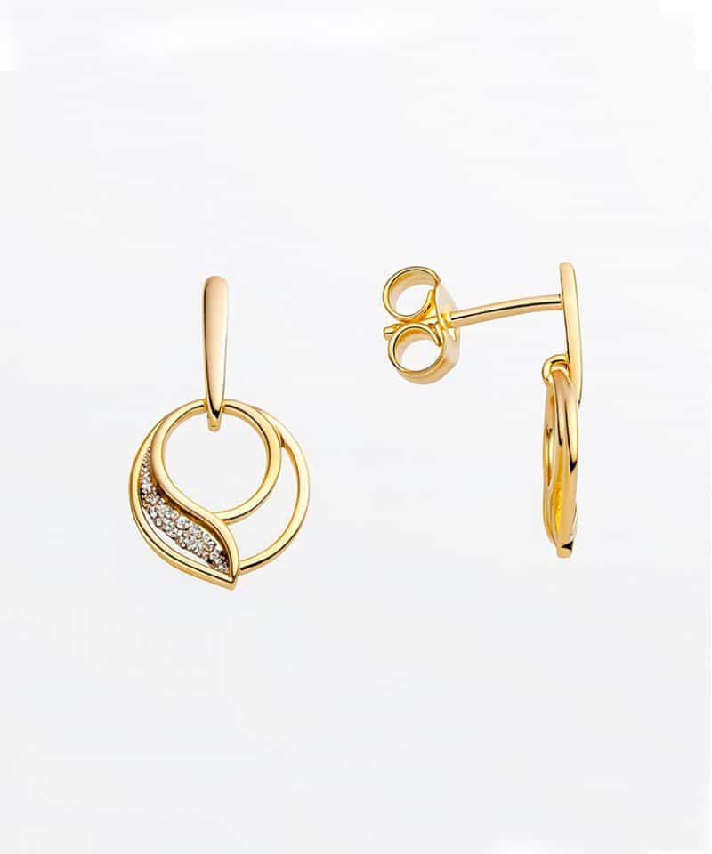 Ørepynt i gult gull, Zirconia