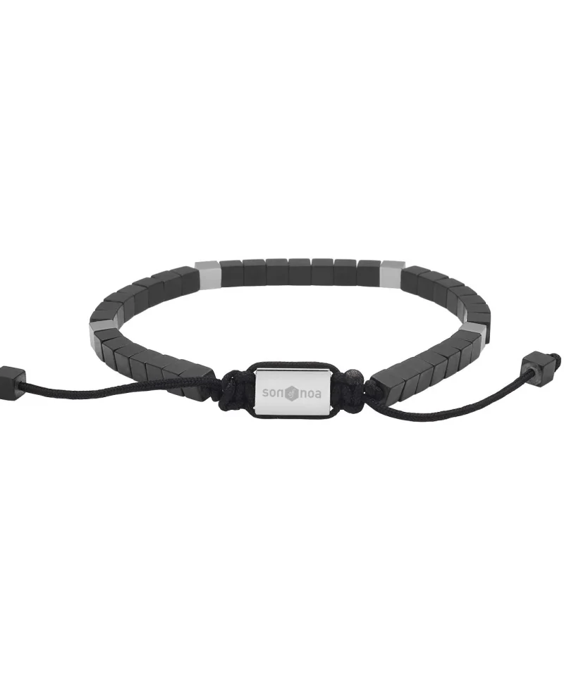 Armbånd i matt sort hematit og stål