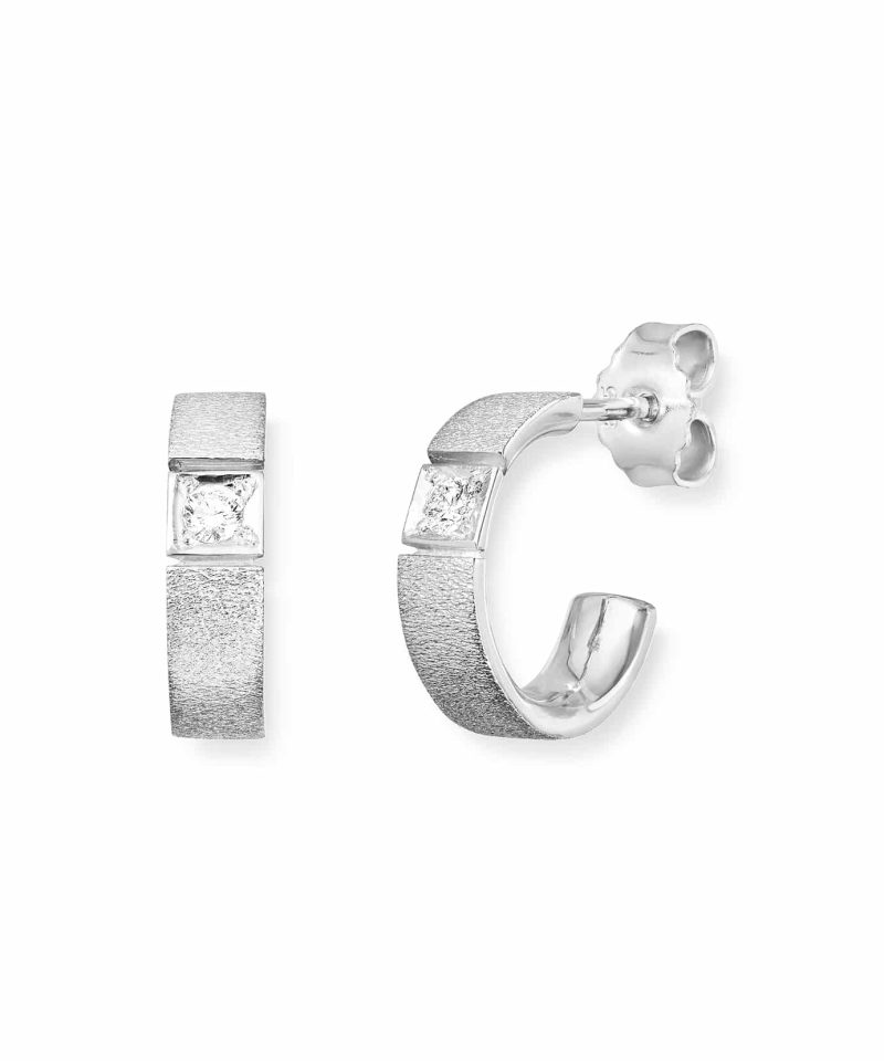 Classic - Øreringer hvitt gull med diamanter