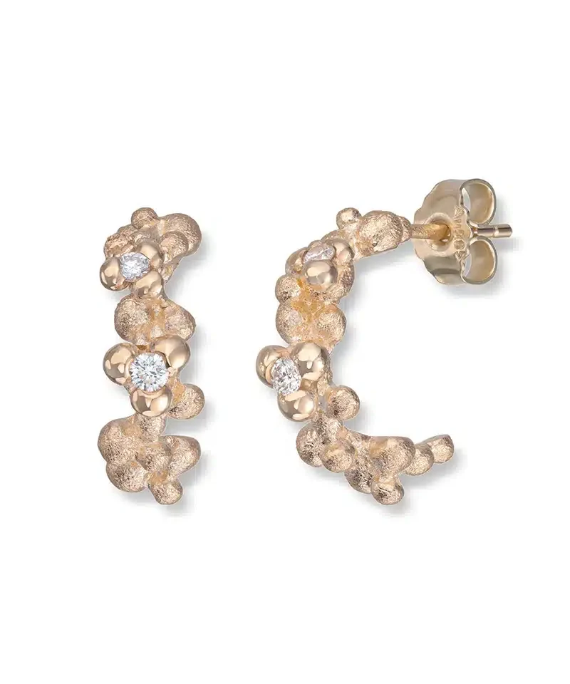 Dugg Øreringer i gull med diamanter 0.16ct