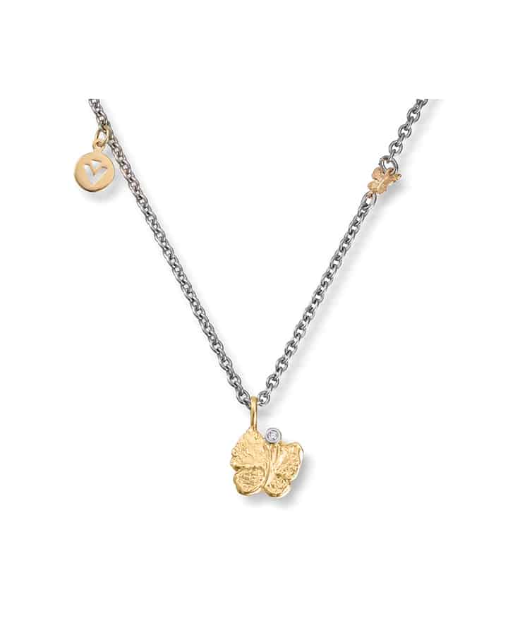 Butterfly - Anheng i gull med diamanter